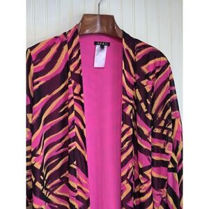 IMAN Jacket Womens XL Pink Animal Print Kimono Open Front Lined Lightweight